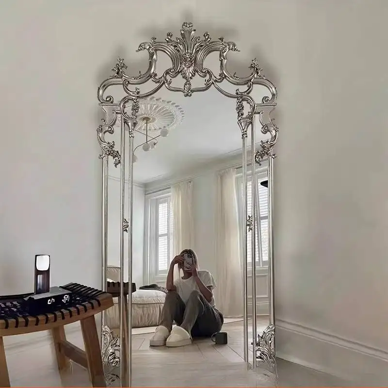 

Nordic Luxury Decorative Mirrors Floor Vintage Living Room Mirrors Full Body Standing Princess Espejos De Piso Home Decorations