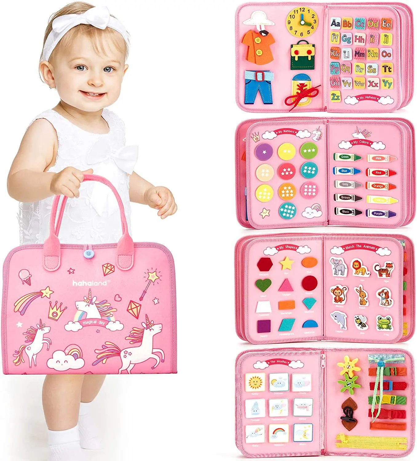 

Montessori Busy Book Educational Toys For Toddler Portable Activity Travel Board Fine Motor Skills Early Education Learing Toys