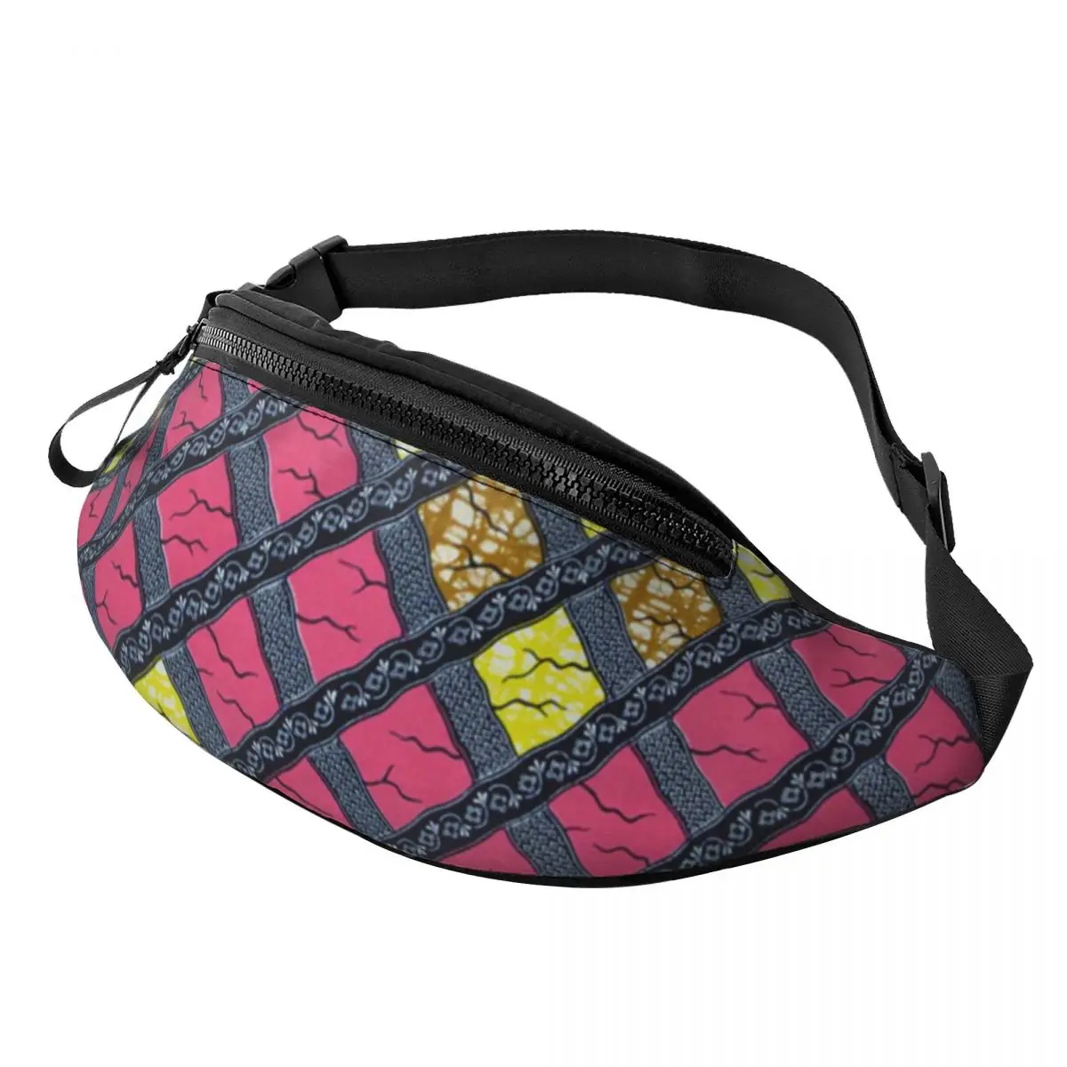 Custom Geometric African Ethnic Tribal Ankara Pattern Fanny Pack for Running Men Women Crossbody Waist Bag Phone Money Pouch