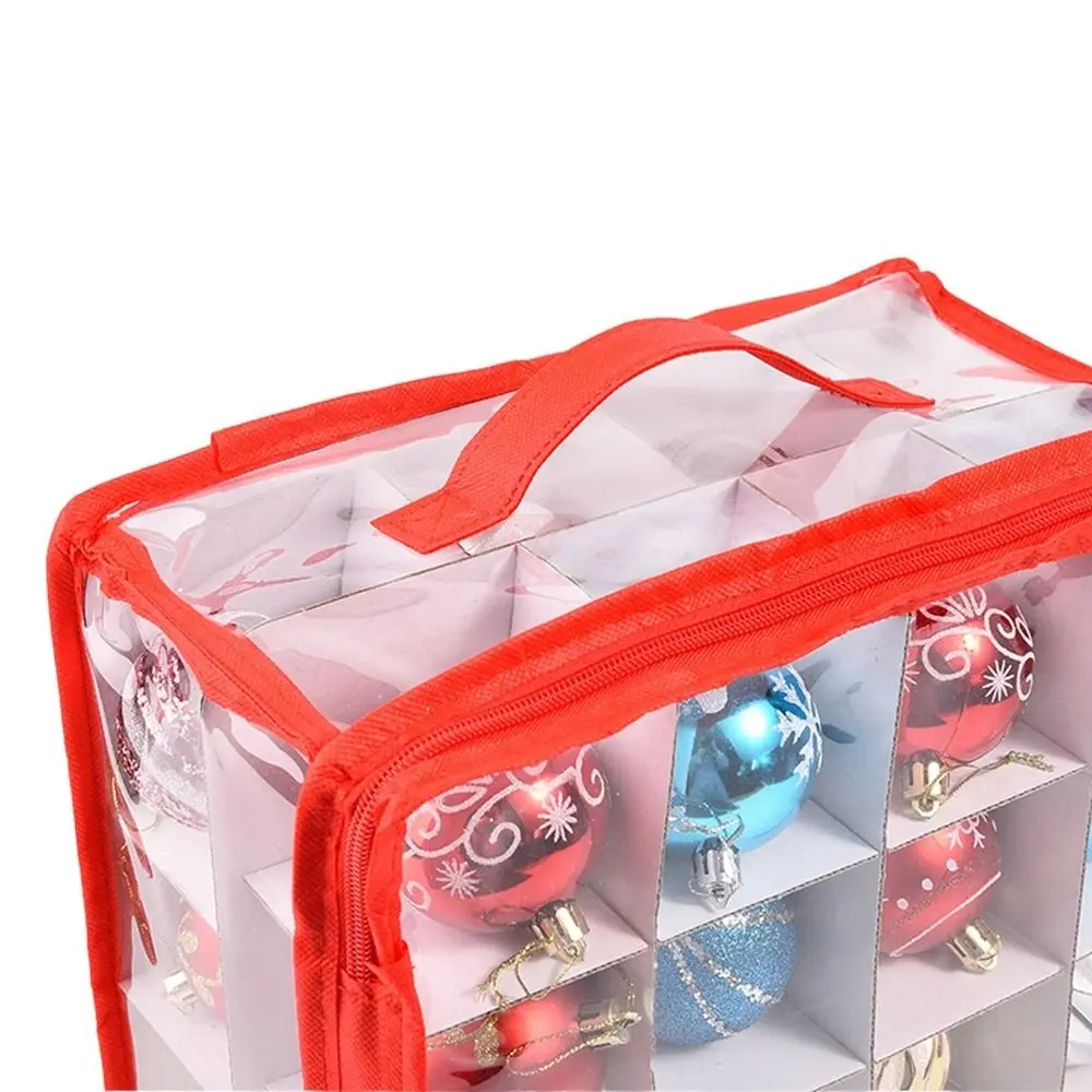 32 Grids Christmas Balls Storage Box Plastic Divided Christmas Ball Storage Containers Zipper Dustproof Baubles Storage Box