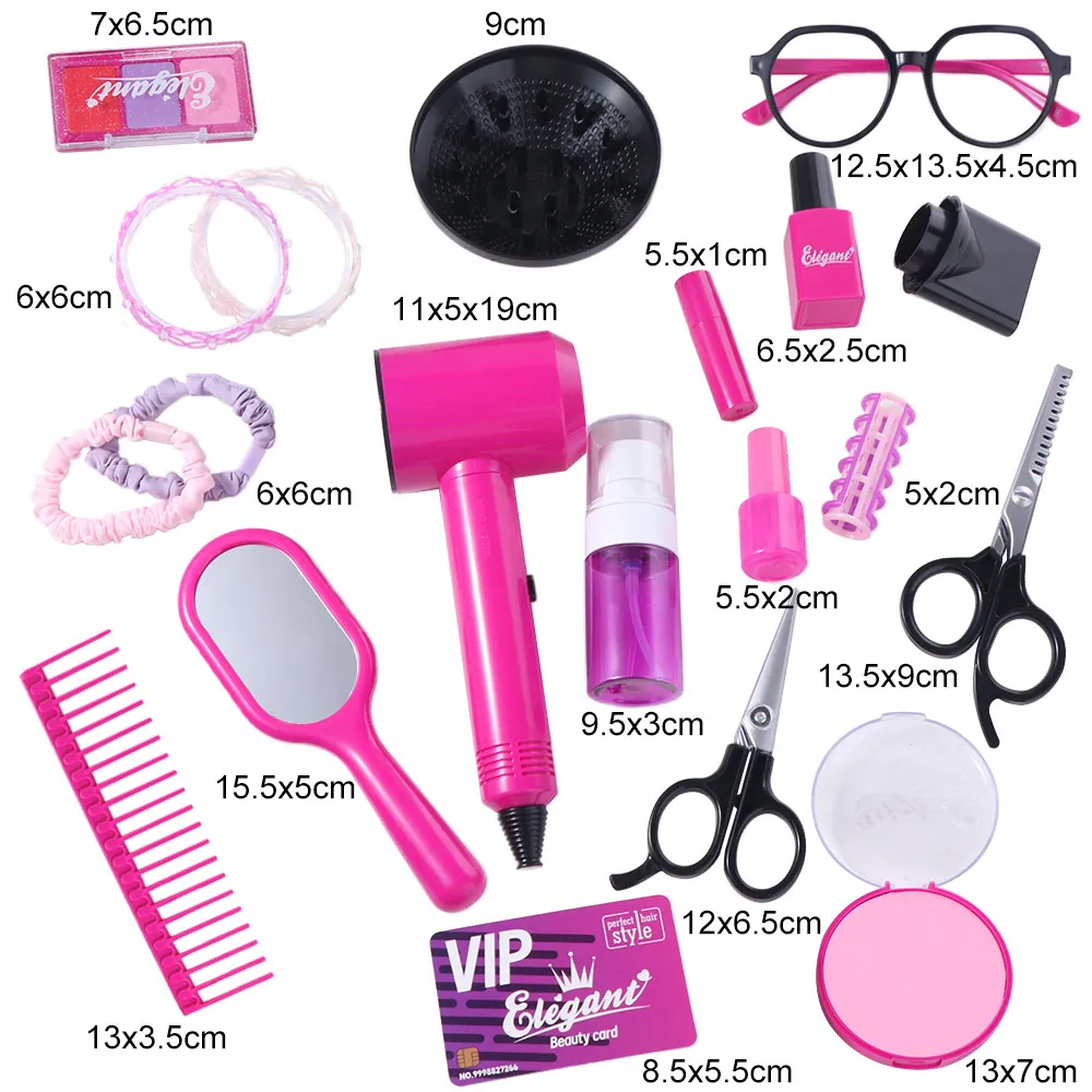 

9/13/17Pcs Princess Dress Up Hair Dryer and Haircut Kit Blow Dryer Straight Hair Stick Hair Salon Kit Curler Curling Iron