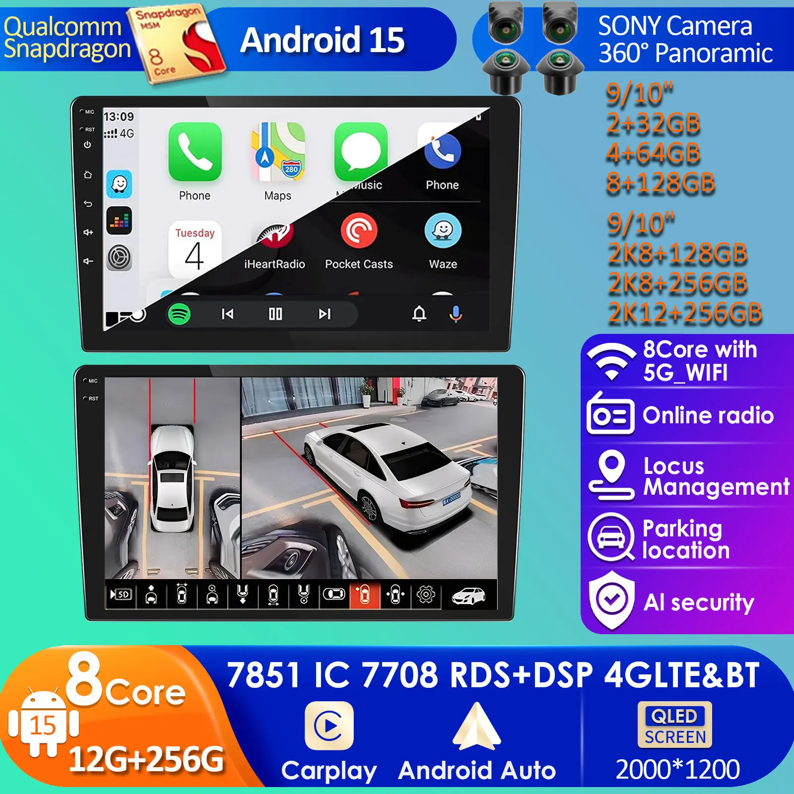 

Qualcomm Android 15 Car Multimedia Video Player Universal Stereo Radio For Volkswagen Nissan Hyundai Kia Toyota Honda Peugeot