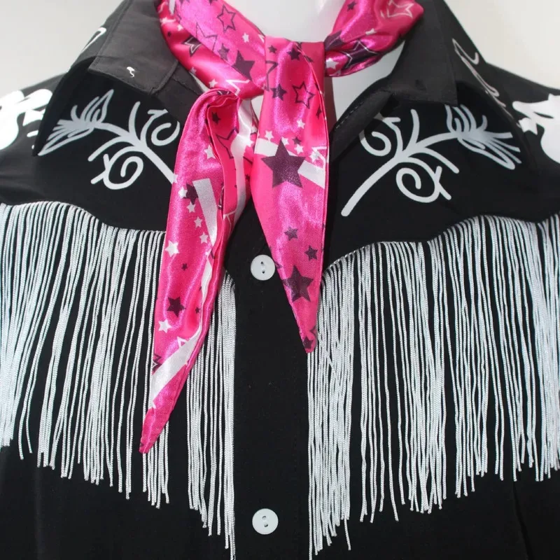 2025 ❤   فيلم جديد مارجوت روبي باربي كين كوسبلاي للرجال البالغين بلاك كاوبوي أزياء الهالوين بذلة وردية رول ★ ★