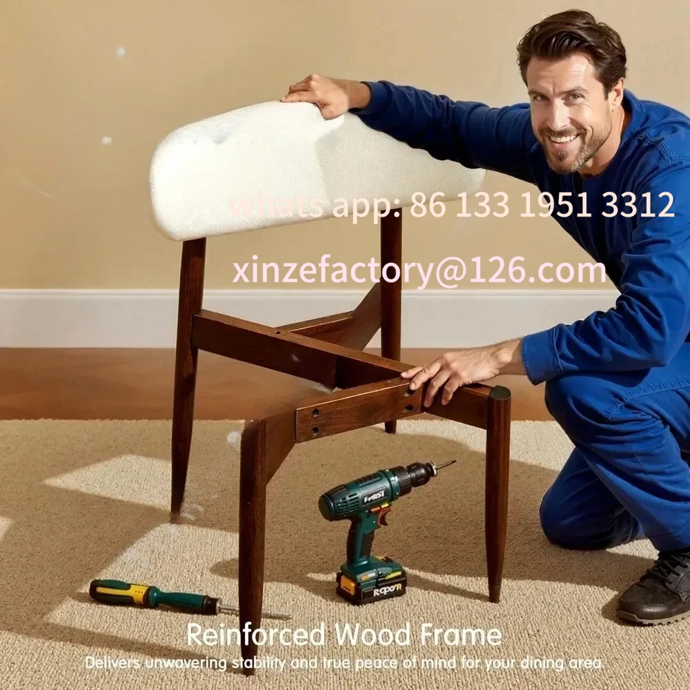 مجموعة كراسي طعام قابلة للتخصيص مكونة من 4 قطع، كراسي غرفة طعام خشبية منجدة، كرسي مطبخ من القماش الحديث لمنتصف القرن