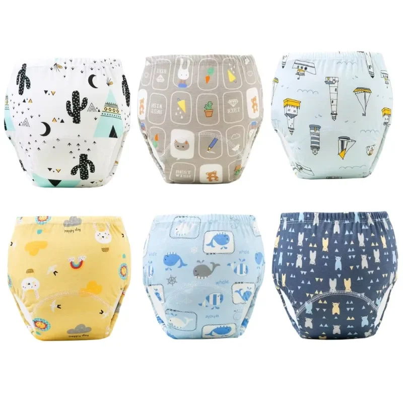 Baby Potty Toilet Training Pants Nappies Cartoon Boys Girls Underwear Cotton TPU WaterProof Panties Reusable Diapers Cover