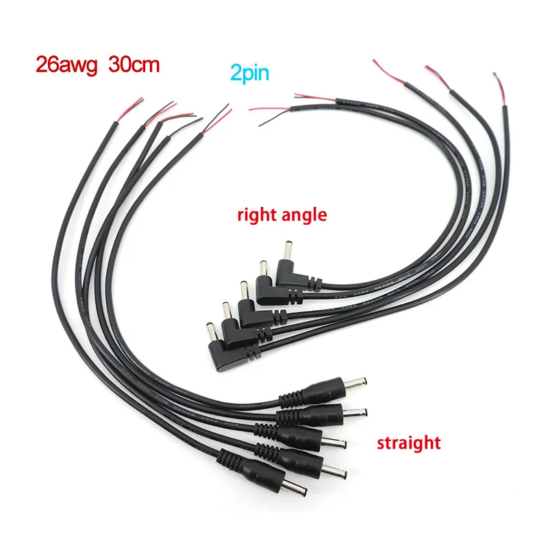 15pcs MALE 3.5mm x 1.35mm RIGHT ANGLE STRAIGHT  90° DC Plug power supply connector cable Cord Tinned Ends DIY REPAIR W1