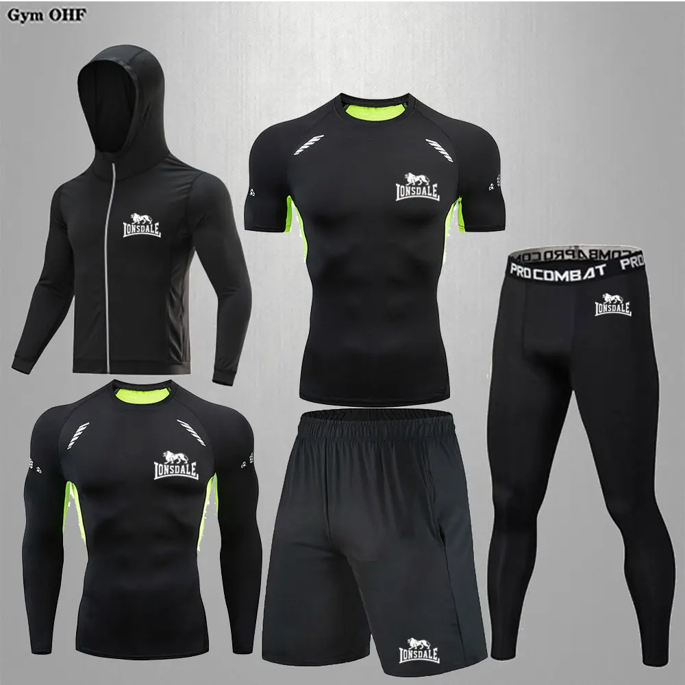 Man Compression Sports Suit Quick Drying Perspiration Fitness Training MMA Kit Rashguard Male Sportswear Jogging Running Clothes