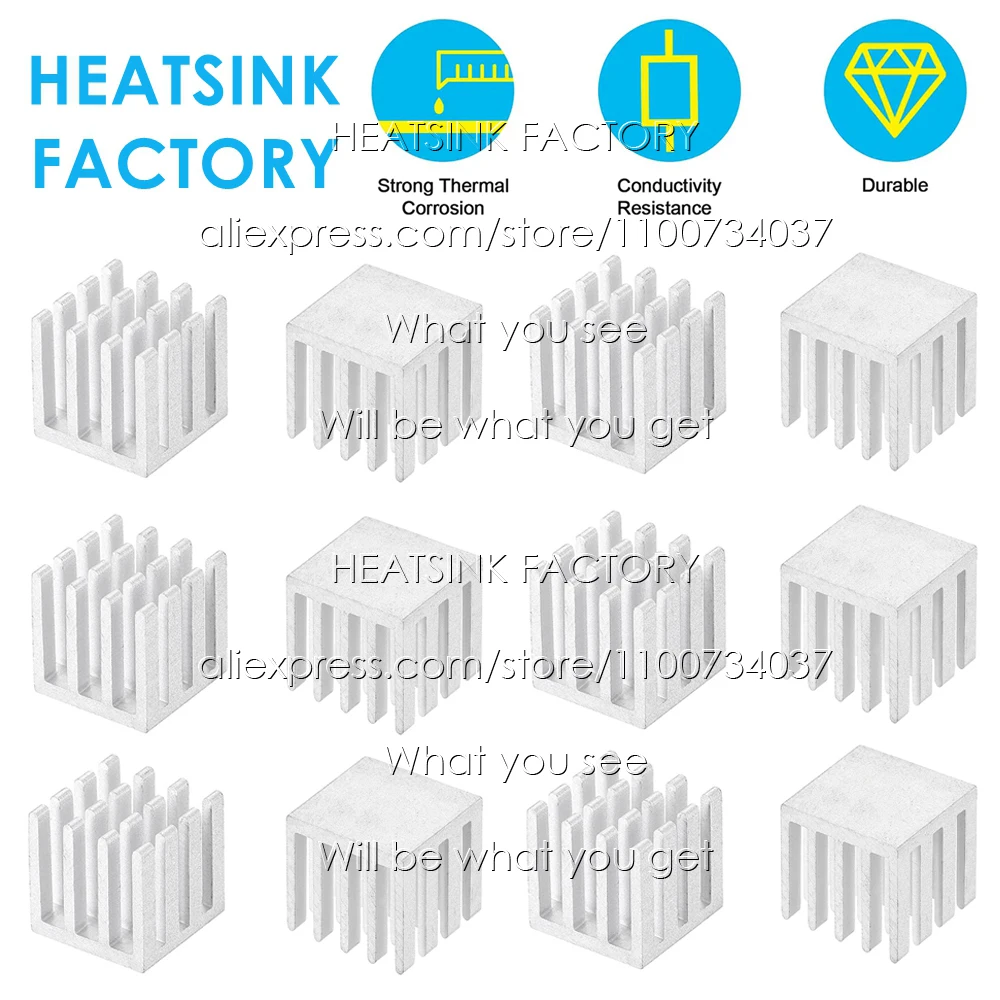 15x15x15mm Silver Aluminum Thermal Conductive Heatsink Cooling Radiator Cooler for MOS GPU IC Chip Electronic