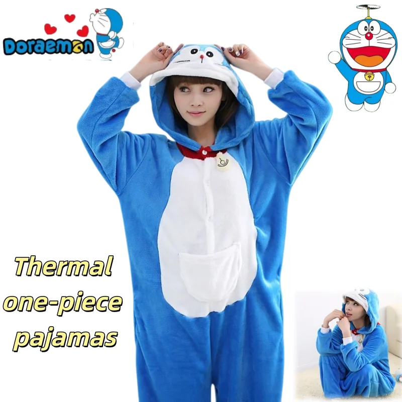 

Новая цельная пижама Doraemon Creative Personality в стиле аниме, ценная простая теплая домашняя одежда с героями мультфильмов на осень и зиму