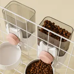 Automatic Dog Cat Feeder And Water Dispenser Hanging Cage Design Easy Add Food Soft Rubber Anti-skid Pad Cats Bowl Pet Supplies