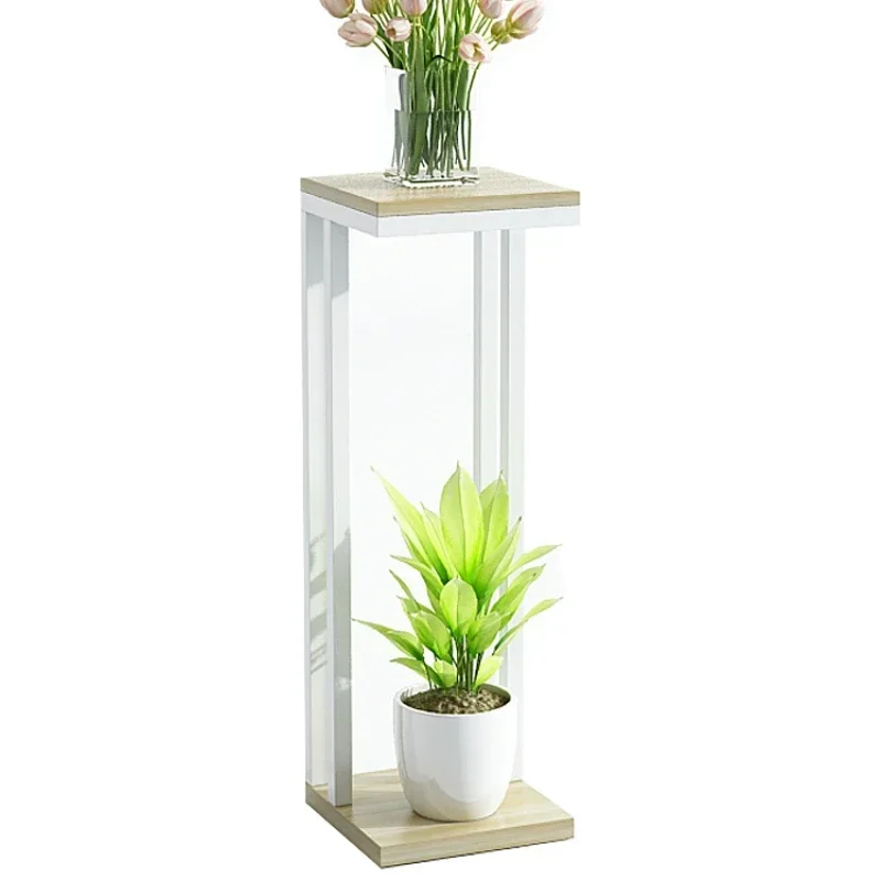 Simple Modern Plant Stand Iron Floor Stand for Flowers Double Layer Structure Flower Holder Thickened Steel Pipe Rack for Plant