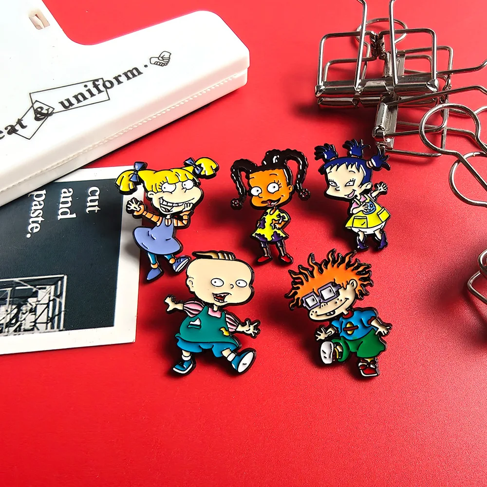 1 Set Hot Selling Little Devil Paris Travel Brooch Cartoon Character Badge Anime Peripheral Chest Badge Accessories Y2k Fashion