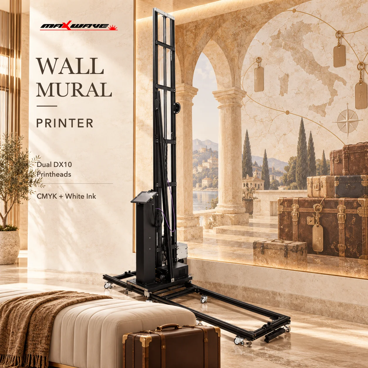 UP200 UP700 UV Wall Printer for Hotel Reception Travel Murals and Interior Feature Walls