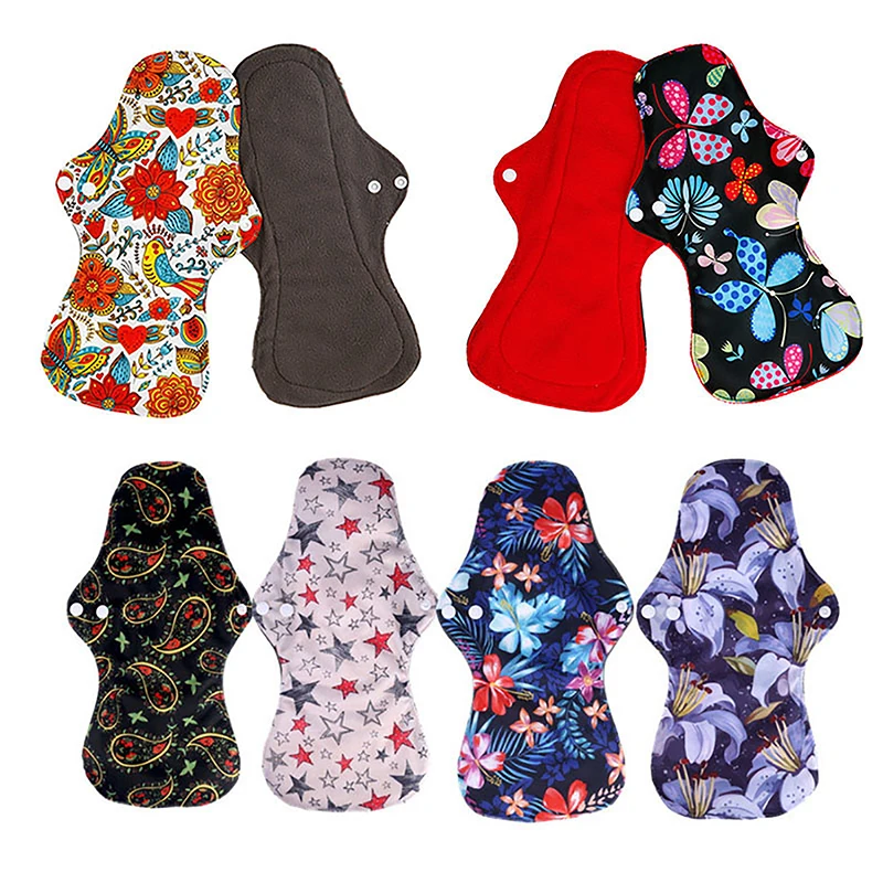 Organic Bamboo Charcoal Washable Hygiene Menstrual Pads Heavy Flow Sanitary Pads Lady Cloth Pad Reusable Pads