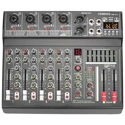 LOMEHO 4 Channel Mono Audio Mixers 7 Band EQ 16 DSP Effect Bluetooth Mixing Console 48V USB Record Sound Table Karaoke AM-UT4