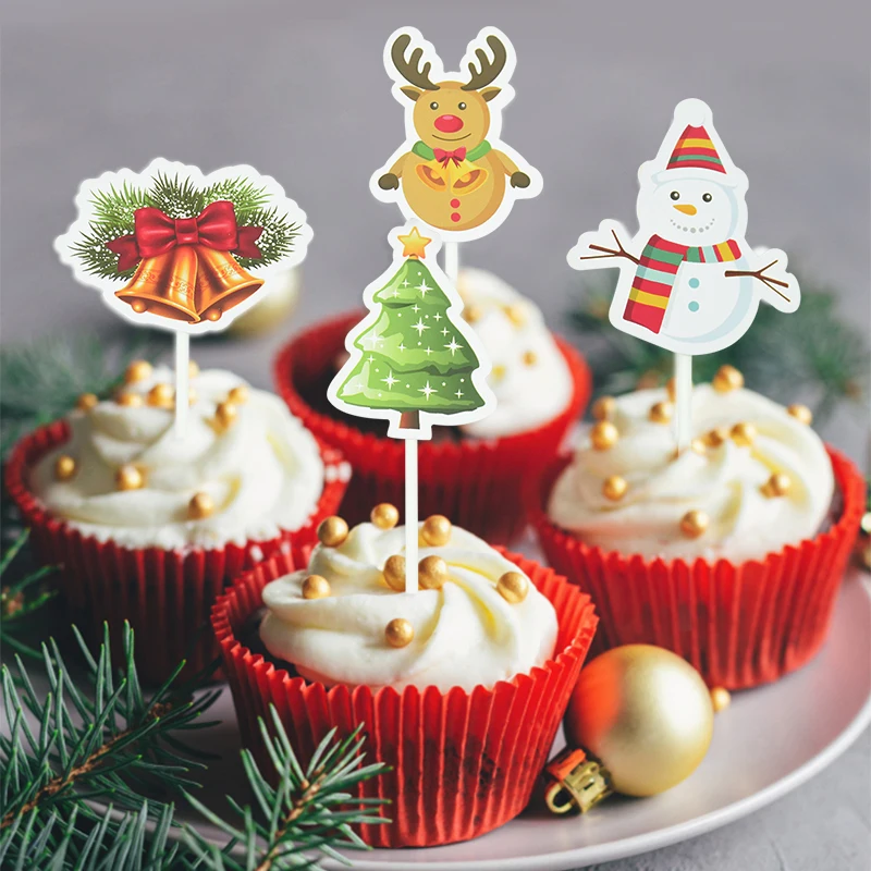 24 stücke Cartoon Santa Claus Kuchen Topper Weihnachten Cupcake Topper Für Weihnachten Party Dessert Backen Dekor Zubehör 2025 Neue Jahr