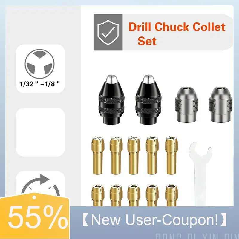A81M Nuovo-Set di pinze per mandrino per trapano per Dremel, 16 pezzi 0,8-3,2 mm di ricambio 4486 Adattatore a cambio rapido con gambo per mandrino per punta senza chiave