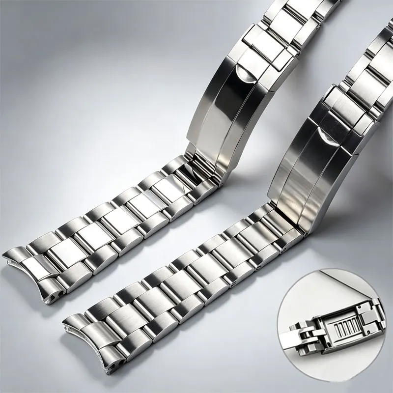 20/21mm Watchband For Rolex submariner daytona Strap Glide Lock Clasp Solid Stainless Steel Watch Bracelet NH35 NH36 Accessories