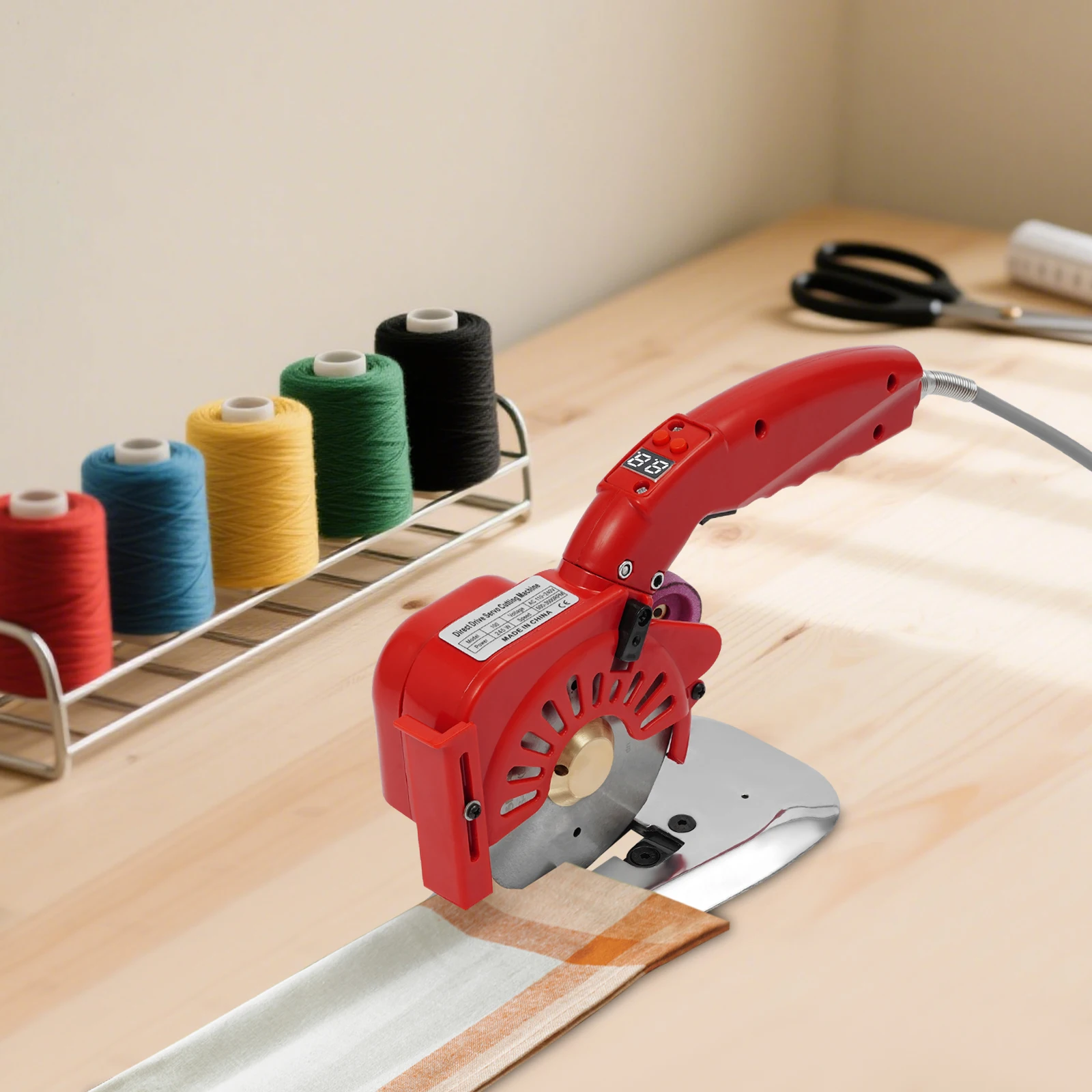 

Red 7.68*3.74*5.91in 110V 245W Electric Fabric Cutter, Speed Adjustable Fabric Cutting Machine, Cutting Machine for Fabric Cloth