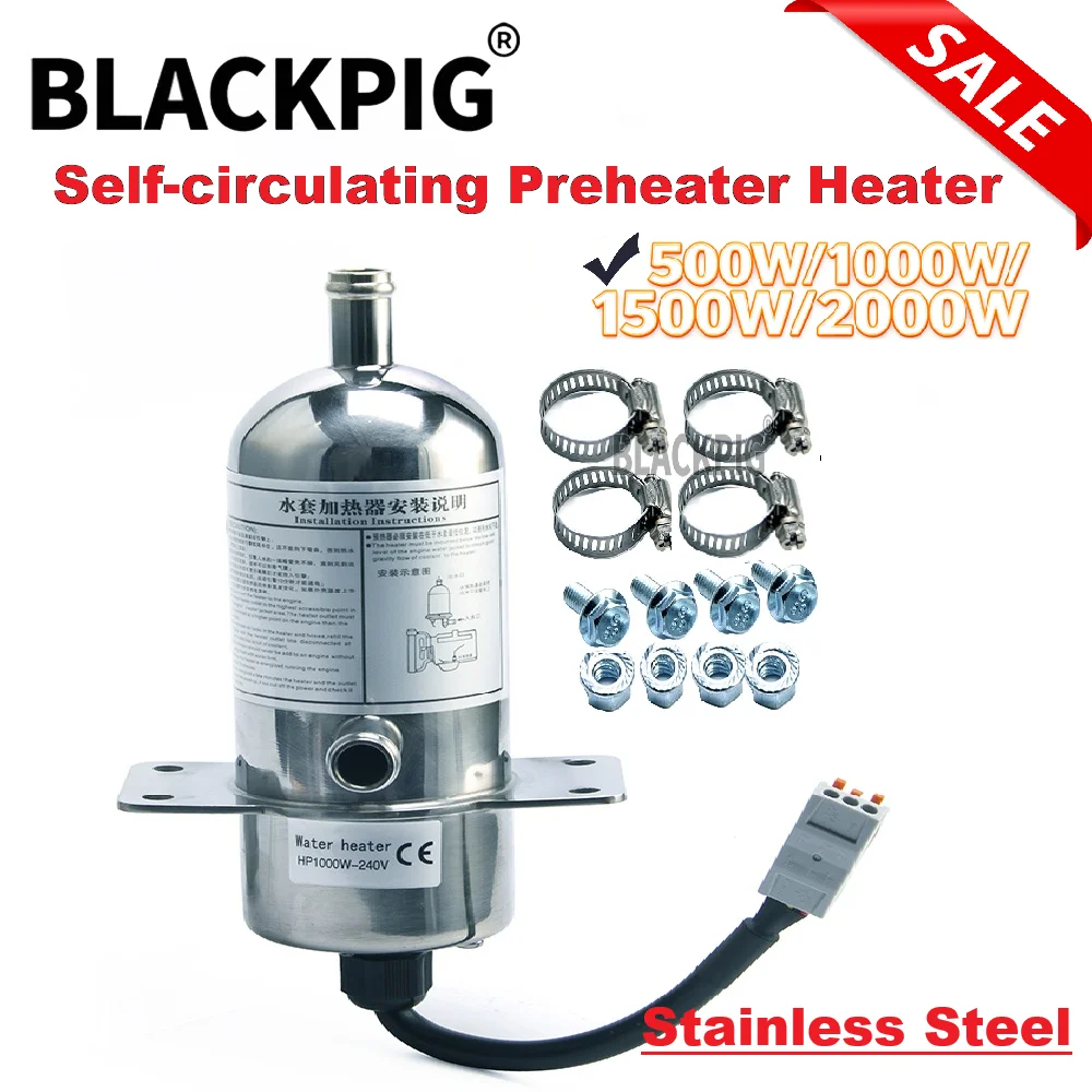 500W 1000W 1500W 2000W Generator Water Heater Stainless Steel AC 120V 240V Self-circulating Preheater Thermostat Engine Heater