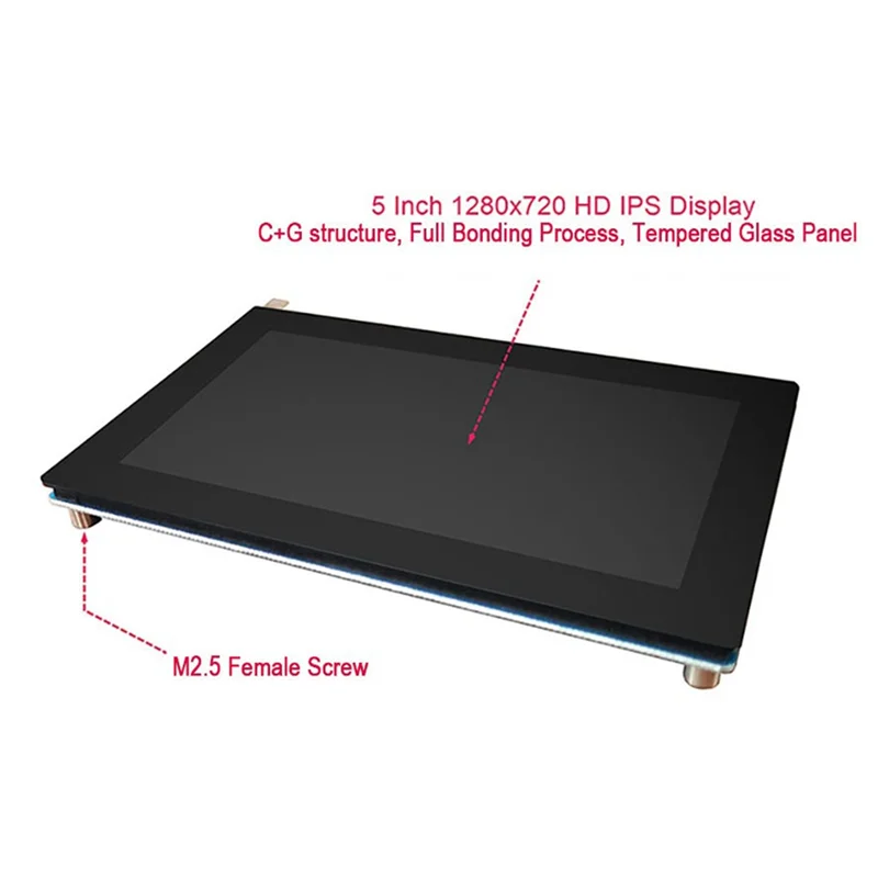 5 Inch 1280X720 IPS HDMI-Compatible HD Monitor Display Capacitive Touch Screen for RaspBerry Pi 3B/3B+/4B Orange Pi