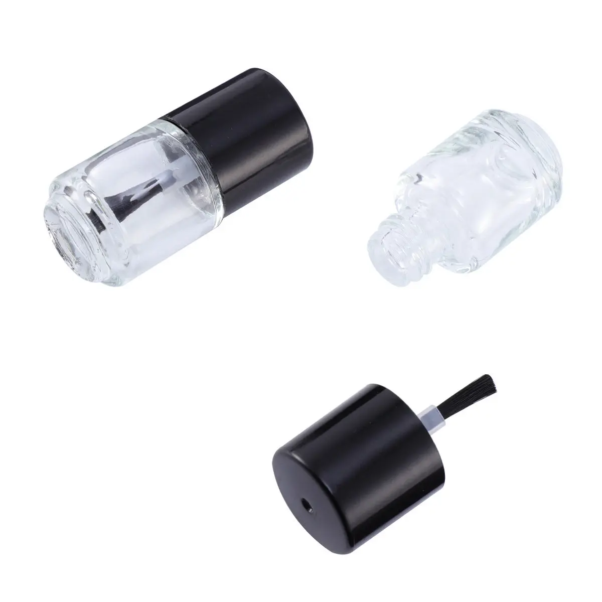 15Pcs Glass Nail Bottle Empty Nail Polish Bottles Refillable Transparent Lightweight Leakproof Bottles for Manicure Use