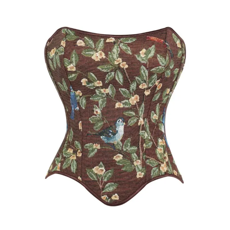 

Ретро-корсет без бретелек с цветочным принтом, поясом и облегающим силуэтом для женщин.