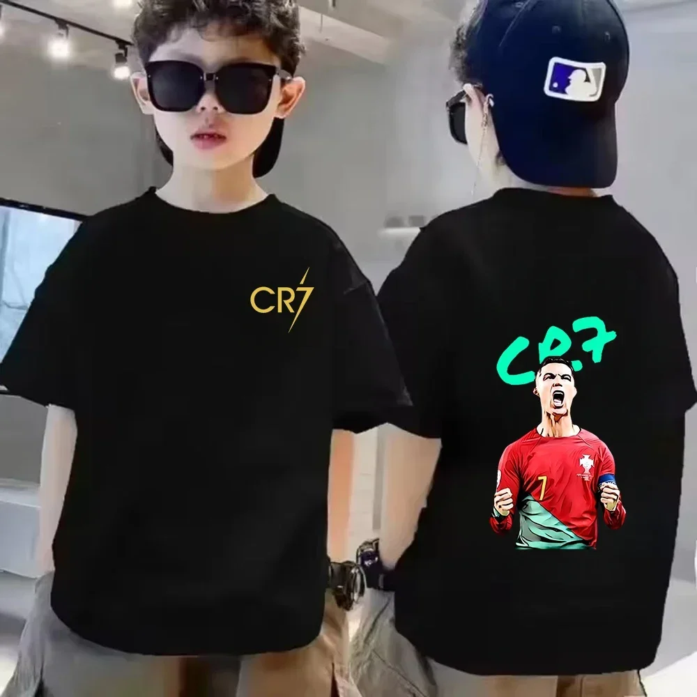 Summer Cotton Children T-shirt CR7 Ronaldo Breathable Boy Casual Fashion Short Sleeve Kid Idol Clothes Sport Baby Tee Tops