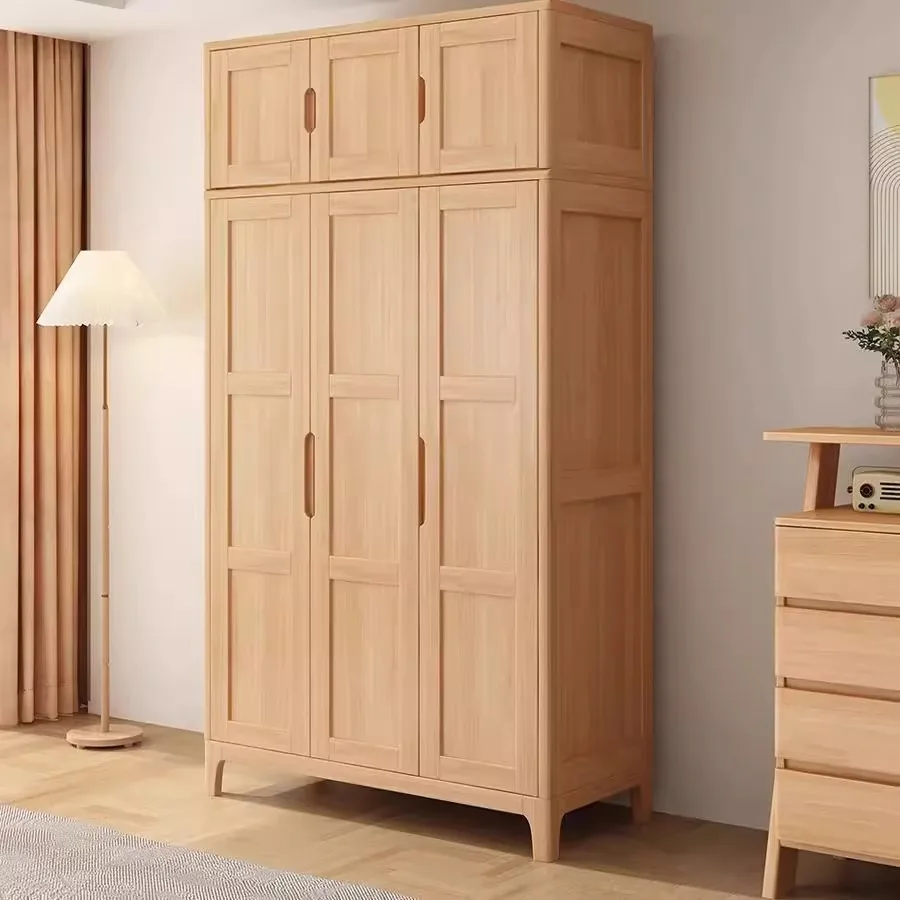 All solid wood wardrobe home bedroom modern simple large capacity multi-layer door wardrobe
