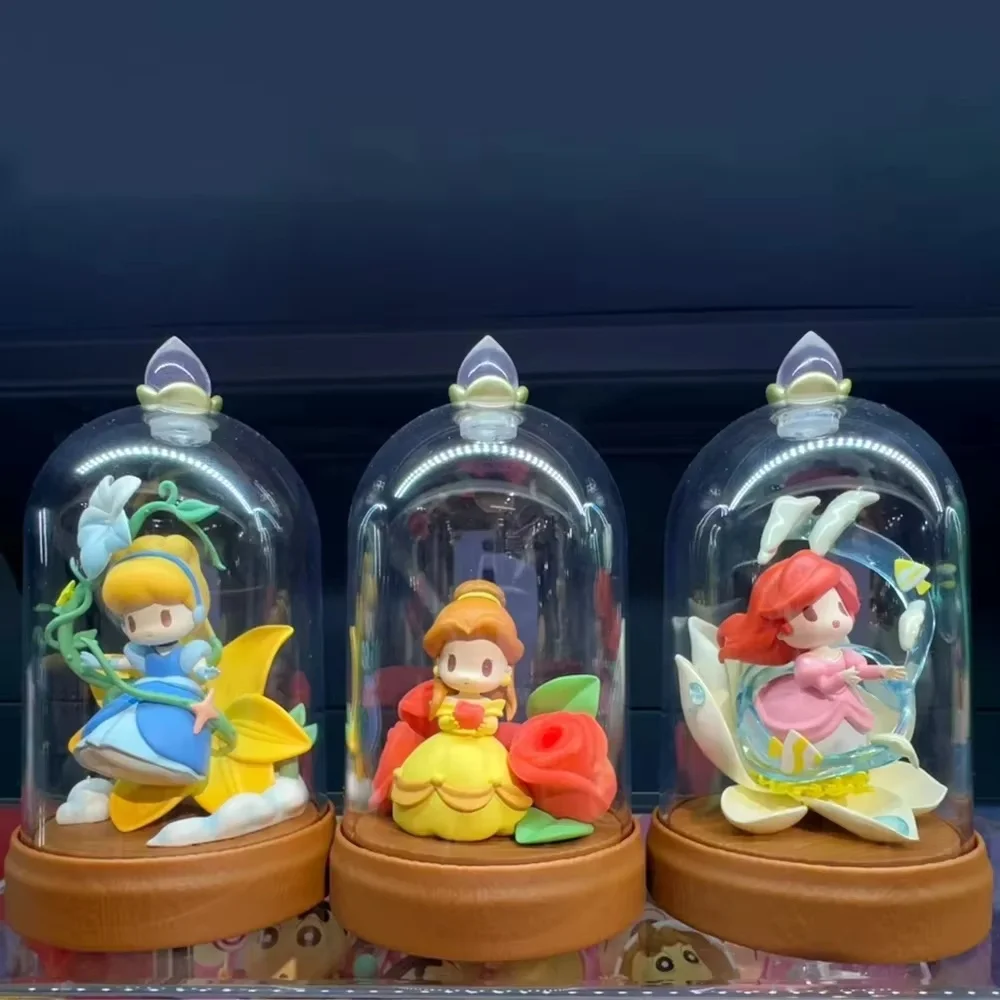 Disney princesa d-baby flores e sombras caixa cega lâmpada anime figura surpresa brinquedos caixa misteriosa decoração de mesa ornamentos presente