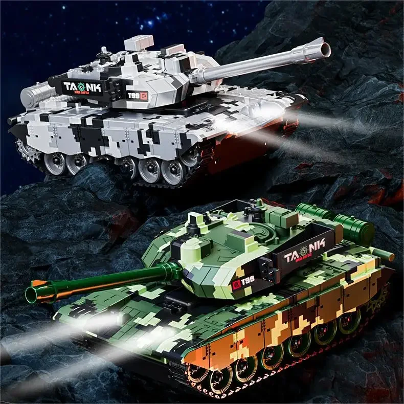 Rc Tank 13Ch Shootting Function Remote Control Tank Crawler Battle Toy Car Tactical Model Electronic Toys for Boys Children