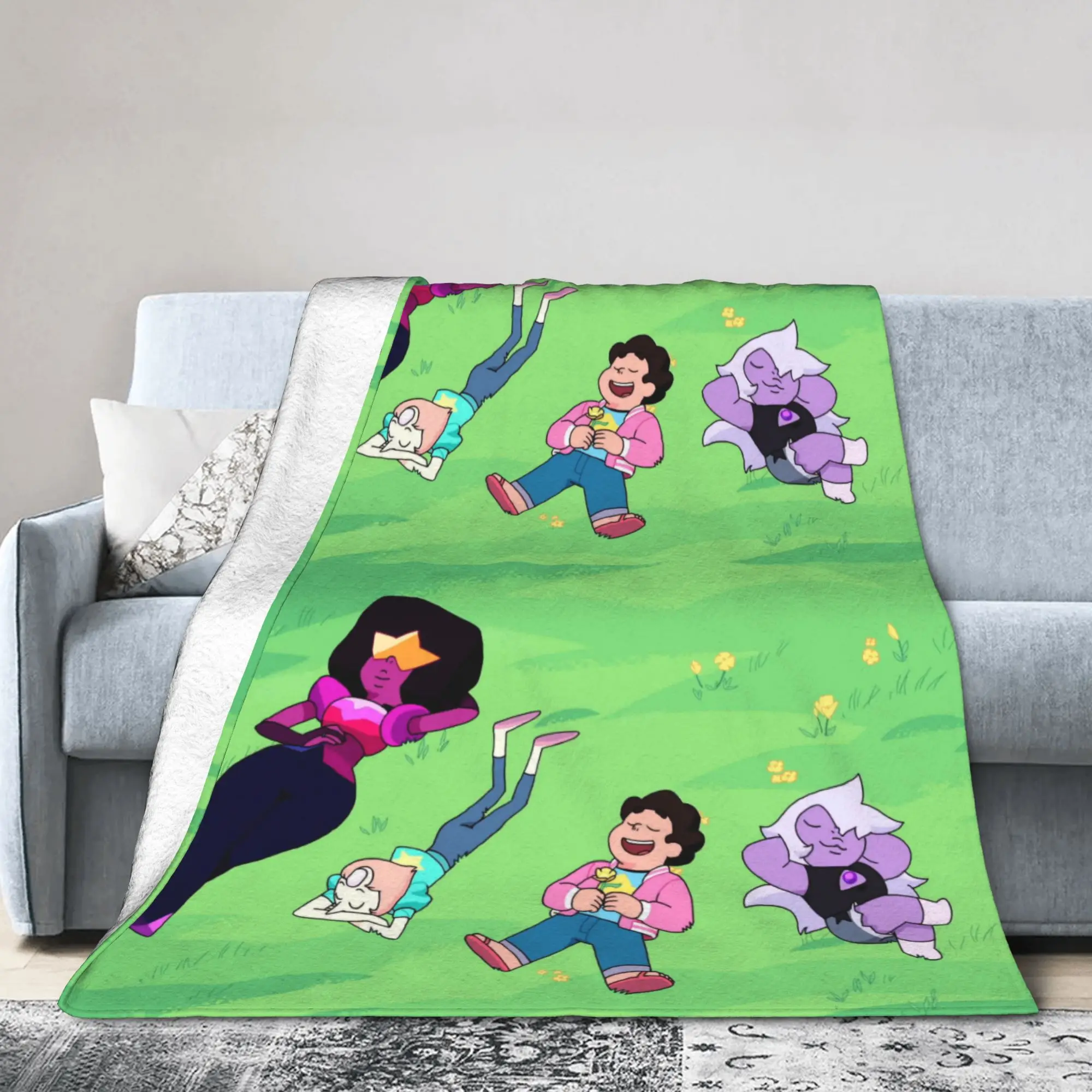 Custom Steven Universe Blankets Warm Flannel Cartoon Kid Gift Throw Blanket for Bedding Couch Bedspread