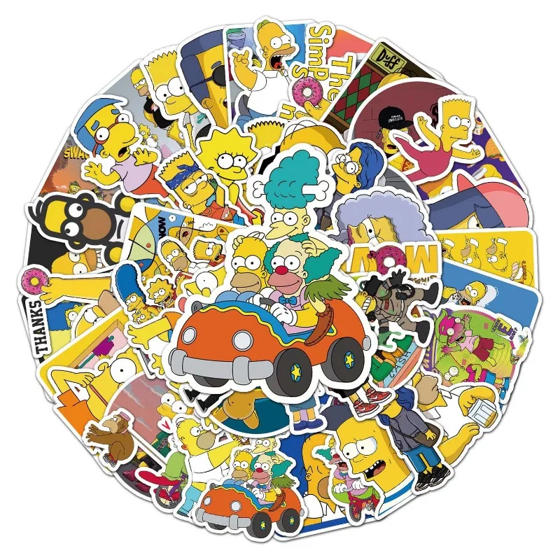 54 Pegatinas Impermeables de Los Simpson, Mercancía de Anime, Decoración para Equipaje, Coche, Motocicleta, Graffiti, Juguetes, Regalo