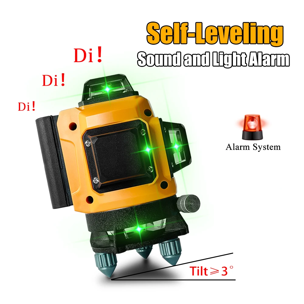 12/16 Lines Laser Level Green Line Self-Leveling 360 Horizontal And Vertical Super Powerful Laser Level with Rotating Base