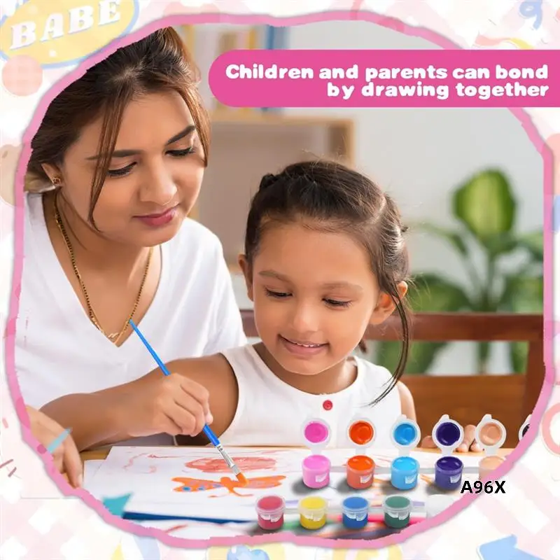 

Acrylic Paint Set,For Kids&Adults Craft Paints Kids Paint Set Container Strips Storage Perfect For Home Birthday Party