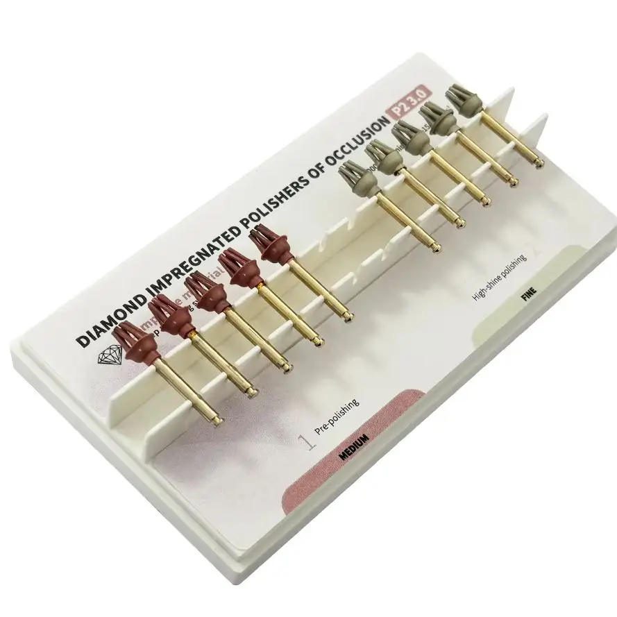 

10 шт., стоматологический полировщик в форме осьминогаP2 3,0, система алмазной полировки, блестящая, 2-ступенчатая, для композитного реставрации окклюзионной поверхности
