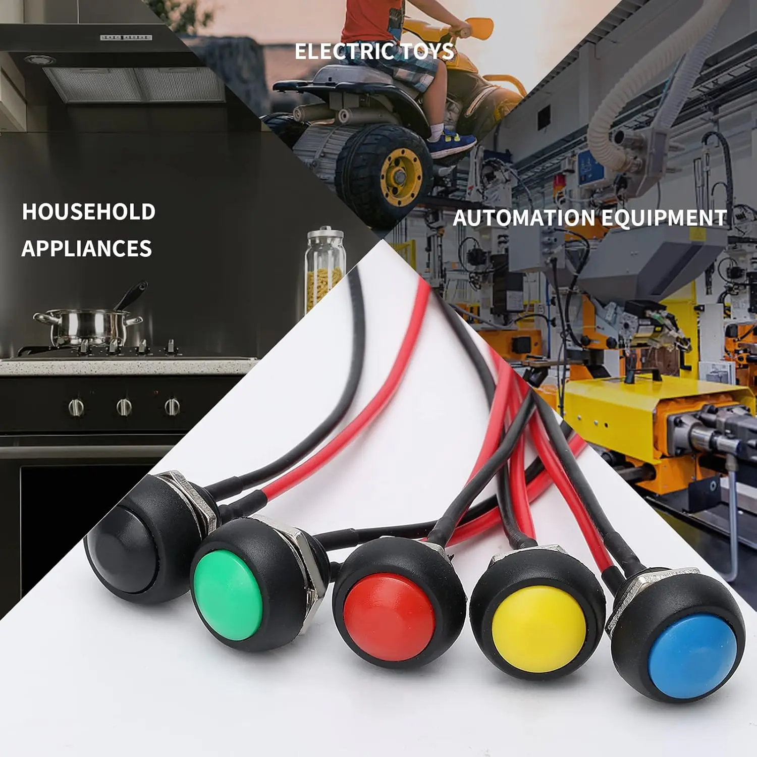 5 peças 12mm interruptor de botão momentâneo mini interruptor redondo à prova d'água 1a 250v ac spst não 2 pinos PBS-33B com pré-soldado