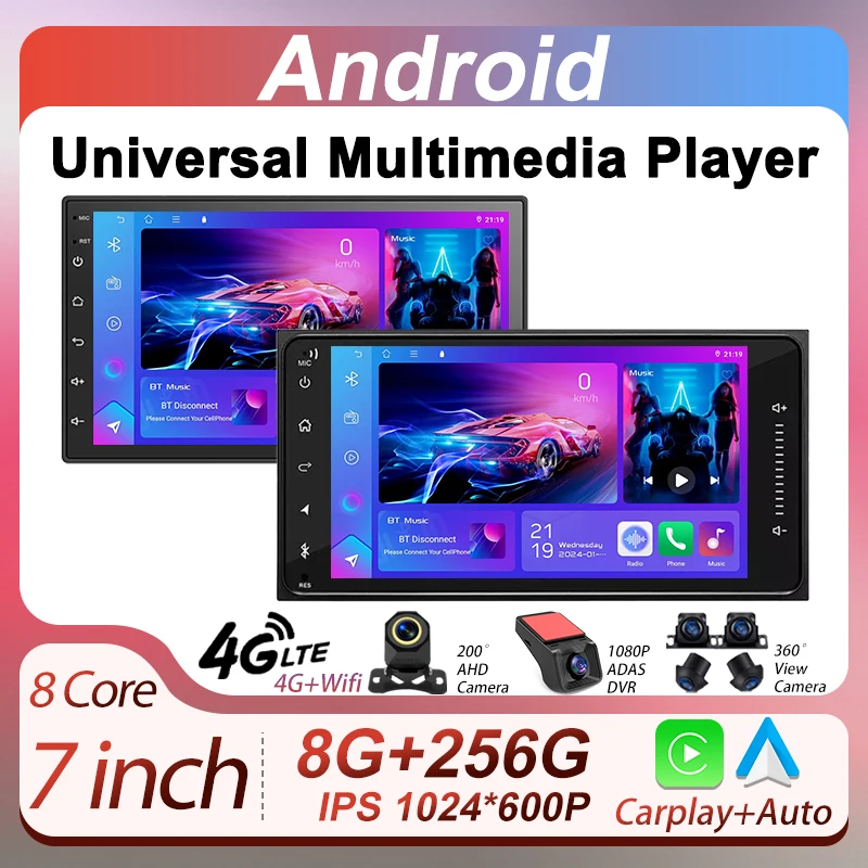 

Car Radio 7 Inch Multimedia Video Player Touch Screen Stereo Bluetooth Universal Autoradio CarPlay Android Auto Mirror Link Wifi