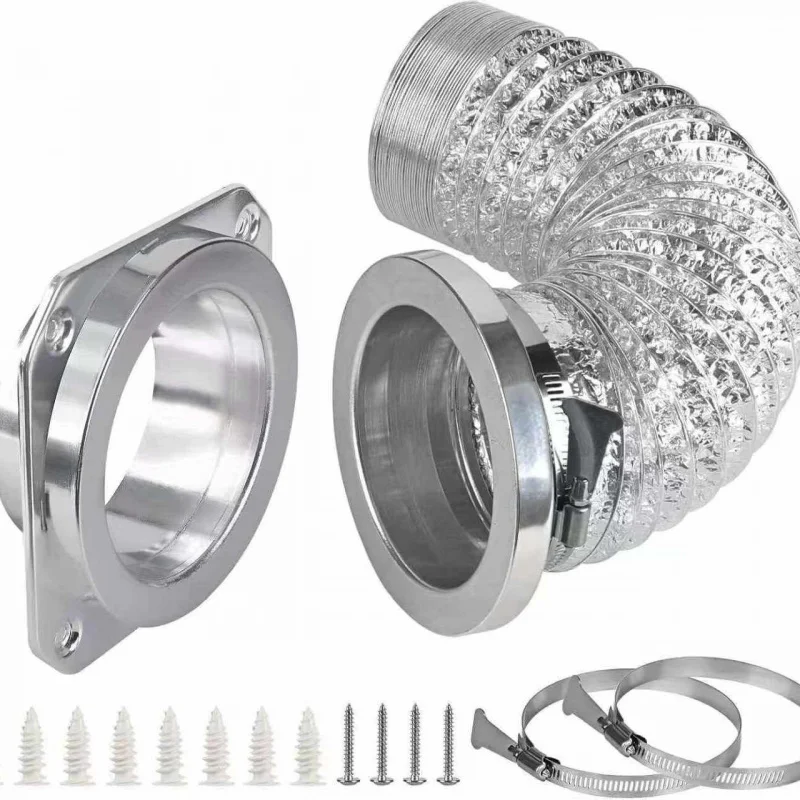 Magnetic Dryer Vent Connector 180 Degree Swivel Sealed Wall Mount Carbon Steel Exhaust Duct Adapter for Laundry Room