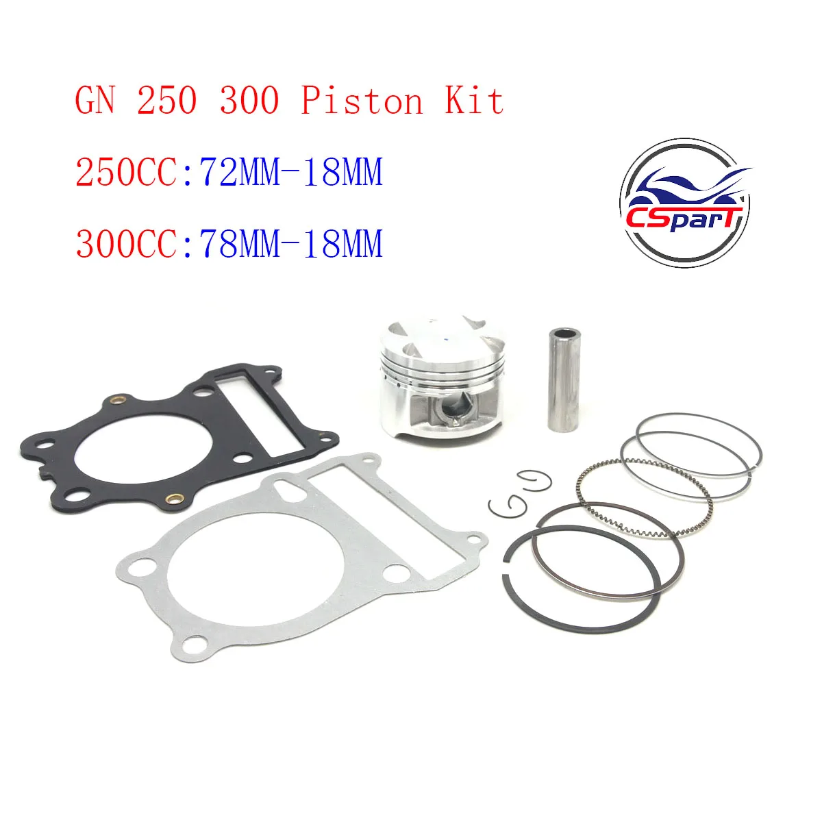 GN250 GN300 72MM 78MM 18MM Piston Kit Ring Gasket For 250 250CC 300 300CC  Loncin Suzuki ATV Dirt Bike Parts