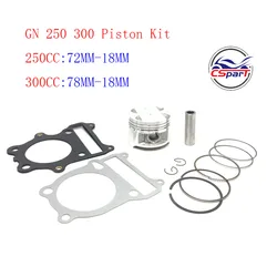 GN250 GN300 72MM 78MM 18MM Piston Kit Ring Gasket For 250 250CC 300 300CC  Loncin Suzuki ATV Dirt Bike Parts