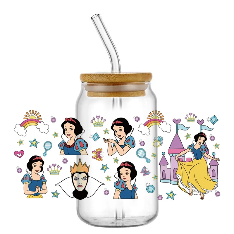 Miniso Snow White 16oz DTF Sticker Cups Cool Personalize UV Wrap Transfer Sticker Custom Labels DIY Logo Selfadhesive Princess