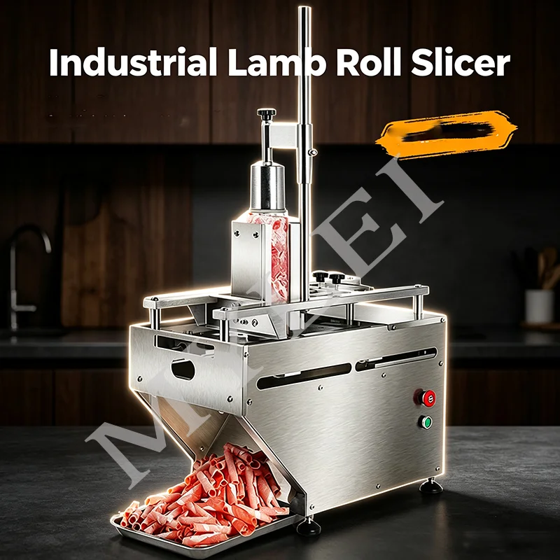 Automatic Frozen Meat Roll Slicing Machine Commercial Sausage Beef Mutton Slicer With Taiwan Reduction Motor