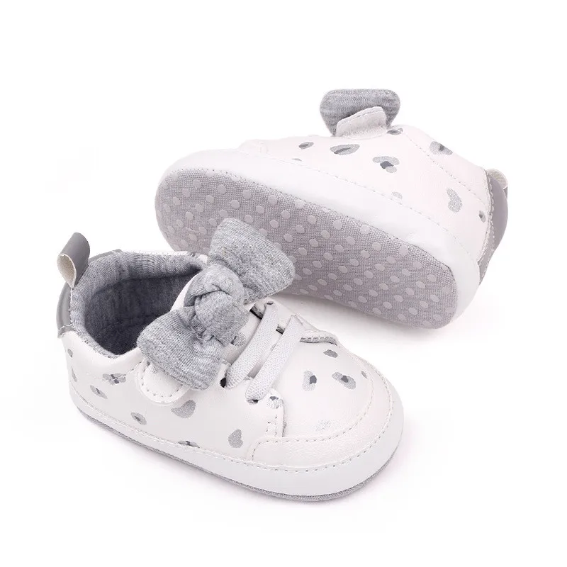 New Baby Shoes Cute Bowknot Infant PU First Walkers Soft Sole Anti-slip Toddlers Boys Girls Casual Shoes Sneakers