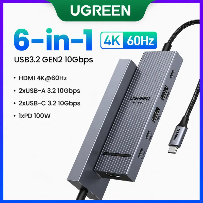 UGREEN 12-in-1 USB HUB Type-C to 2HDMI 4K120Hz DP USB3.2 10Gbps SD/TF RJ45 PD100W for Windows Dell HP Laptop Accessories Docking - Image 12