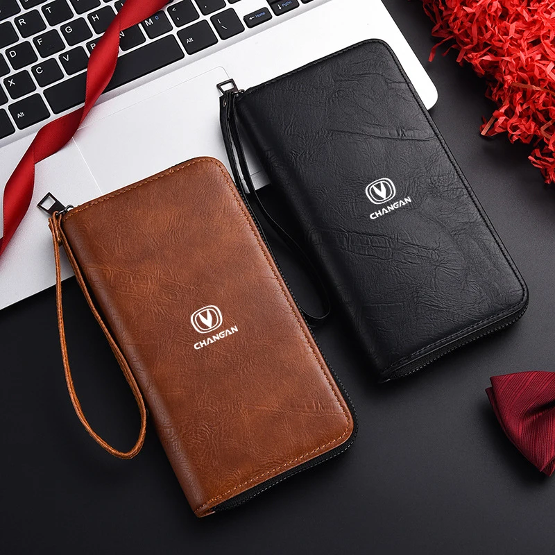 Car Logo Men Long Wallet Large Capacity Handbag Card Bag For Changan CS75 CS35 CS55 CS15 CS85 CS95 CX70 CX20 EADO RAETON