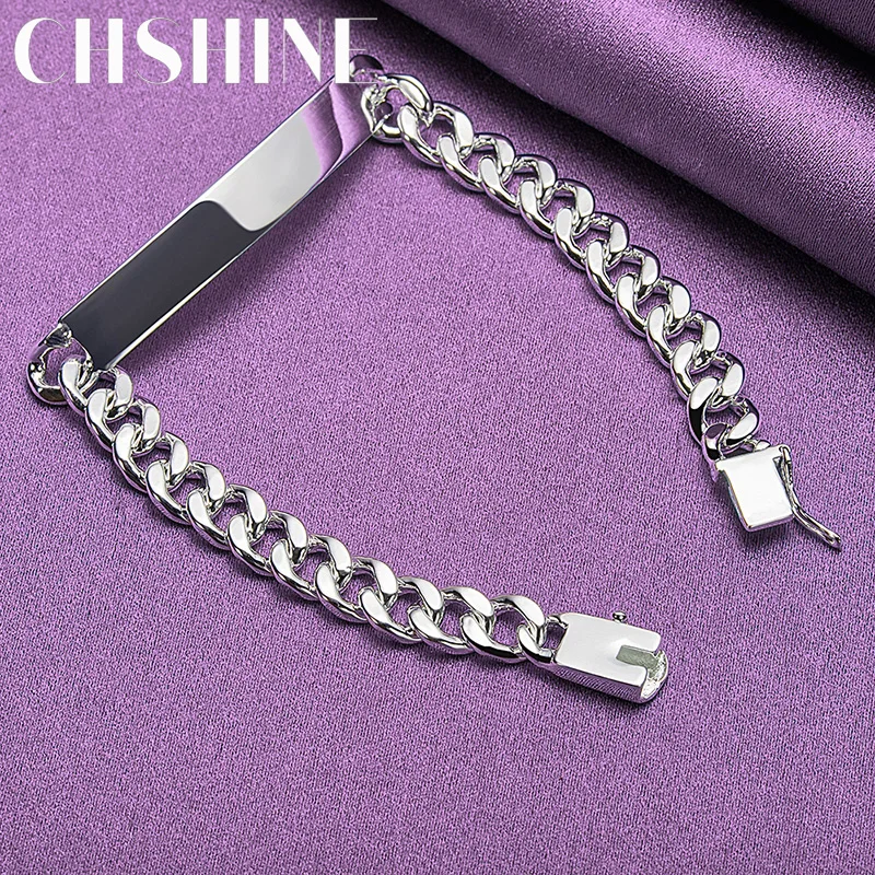 CHSHINE 925 Sterling Silver Smooth Brand 8mm Side Chain Bracelet For Women Fashion Charm Jewelry