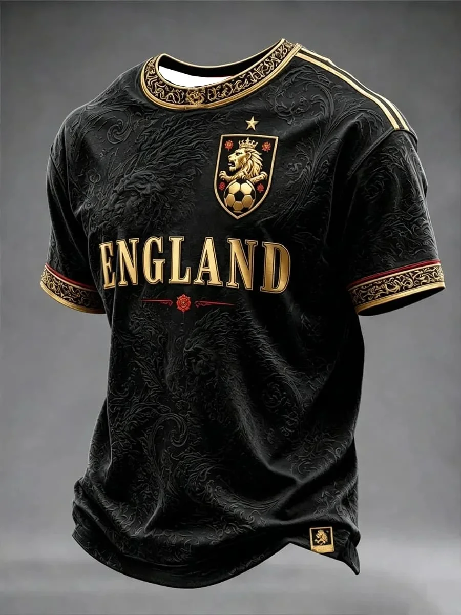 2026 New England Three Lions Concept Football Shirt for Fans 3D Quick Drying Sports Training Competition Men's T-shirt Top