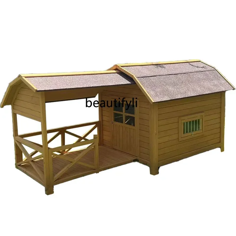 Kennel Rain-Proof Anti-Corrosion Wooden Dog Villa Large Kennel Outdoor Courtyard Dog House