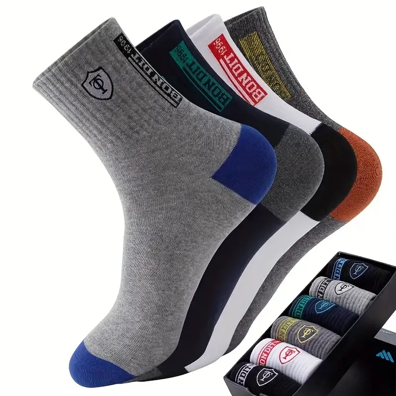 10 Pairs Breathable Men Casual Socks Trendy Versatile Autumn Winter Men's Socks Sweat Absorbing And Deodorizing Business Socks